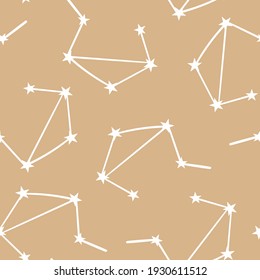 Zodiac sigh Libra. Seamless vector pattern. Astrology illustration. Scandinavian boho background.