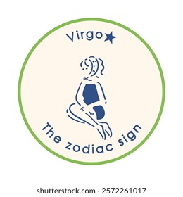 [Zodiac Sign] 6. Virgo girl illustration material_monochrome