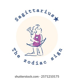 [Zodiac sign] 9. Sagittarius girl illustration material