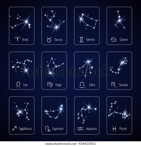 モバイルアプリケーションベクター画像テンプレートの星占い星座星に星座の干支を付けます 星座と星座の星座と星座の図 のベクター画像素材 ロイヤリティフリー