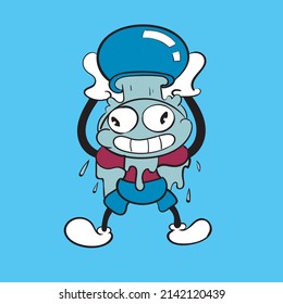 Zodiac sign Aquarius is drenched. Vintage toons: funny character, vector illustration trendy classic retro cartoon style 30s.