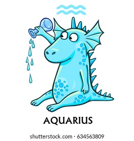 Zodiac sign Aquarius. Fantastic animation animal. Vector illustration isolated on a white background.