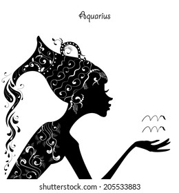 Zodiac sign aquarius. fashion girl