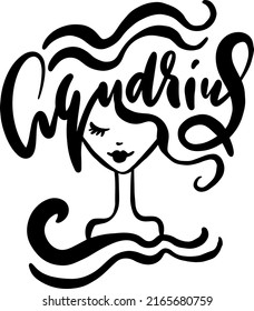 Zodiac sign Aquarius girl sketch. Abstract vector illustration.