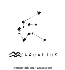 Zodiac sign Aquarius isolated on white background. Zodiac constellation. Design element for horoscope and astrological forecast.