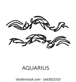 Zodiac sign Aquarius isolated on white background. Zodiac constellation. Design element for horoscope and astrological forecast. Hand drawn style. Vector illustration.
