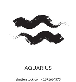 Zodiac sign Aquarius isolated on white background. Zodiac constellation. Design element for horoscope and astrological forecast. Hand drawn style. Vector illustration.