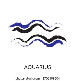 Zodiac sign Aquarius isolated on white background. Zodiac constellation. Design element for horoscope and astrological forecast. Hand drawn style. Vector illustration.