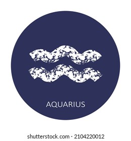 Zodiac sign Aquarius isolated on dark blue background. Zodiac constellation. Design element for horoscope and astrological forecast. Vector illustration.