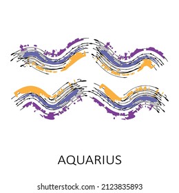 Zodiac sign Aquarius isolated on white background. Zodiac constellation. Design element for horoscope and astrological forecast. Vector illustration.