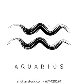 Zodiac sign Aquarius isolated on bright polygonal background. Design element for badges and stickers.