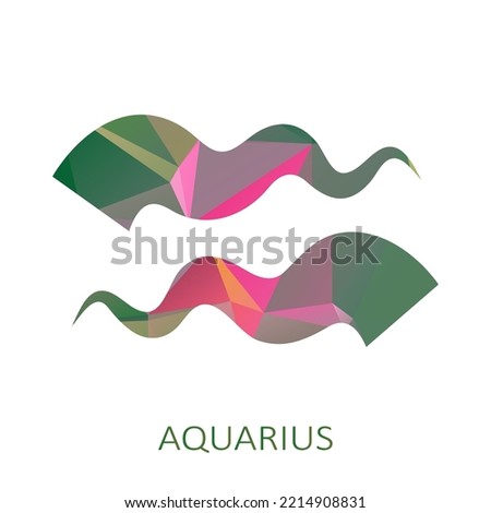 Zodiac sign Aquarius isolated on white background. Zodiac constellation. Flat design element for horoscope and astrological forecast. Vector illustration.