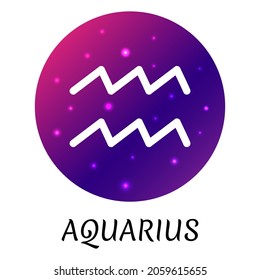 Zodiac sign Aquarius isolated. Vector icon. Zodiac symbol with starry gradient design. Astrological element. 