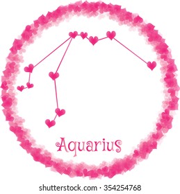 zodiac sign Aquarius, for lovers on Valentine's day, vector illustration