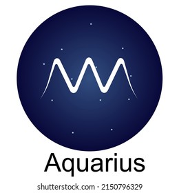 Zodiac sign Aquarius on the background of stars. The horoscope element consists of 12 zodiac signs. Astrological vector illustration.