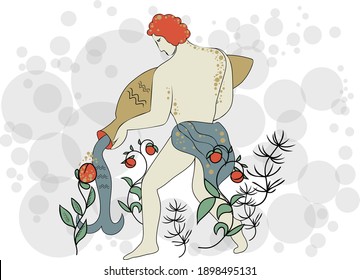 
Zodiac sign Aquarius - stock illustration