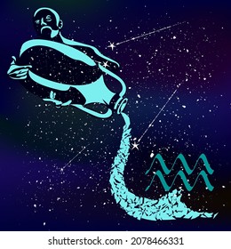 Zodiac sign Aquarius. Unique Aquarius zodiac design and illustration.