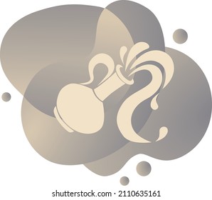 Zodiac sign Aquarius.
Vector image suitable for printing. Their element is air according to the horoscope, so they are created in a grey-beige shade. The graphic depicts an ancient carafe of water.