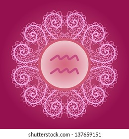 Zodiac sign: Aquarius - The Water Bearer. What does karma really mean? Constellations of Zodiac influence humans life - mage says. Zodiac sign on pink background.