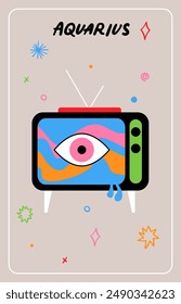 Zodiac sign Aquqrius. Trendy vector illustration.