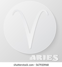 Zodiac sign. Aries - Astrological and Horoscope symbol in 3d paper 