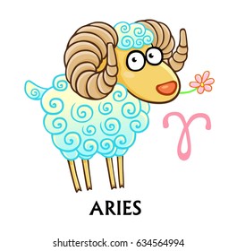 Zodiac sign Aries. Fantastic animation animal. Vector illustration isolated on a white background.