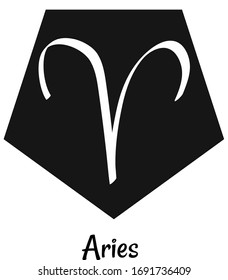 Zodiac sign Aries, hand drawn vector with white color isolated on the black color background