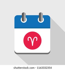 zodiac sign aries horoscope in calender vector illustration EPS10