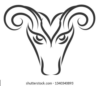 Zodiac sign of aries illustration color vector on white background