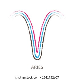 Zodiac sign Aries isolated on white background. Zodiac constellation. Design element for horoscope and astrological forecast. Hand drawn style. Vector illustration.