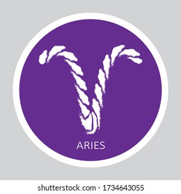 Zodiac sign Aries isolated on gray background. Zodiac constellation. Design element for horoscope and astrological forecast. Hand drawn style. Vector illustration.