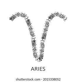 Zodiac sign Aries isolated on white background. Zodiac constellation. Design element for horoscope and astrological forecast. Vector illustration. Bubble wrap texture.