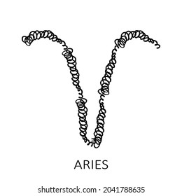 Zodiac sign Aries isolated on white background. Zodiac constellation. Design element for horoscope and astrological forecast. Vector illustration.