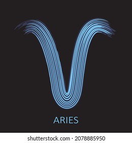 Zodiac sign Aries isolated on black background. Zodiac constellation. Design element for horoscope and astrological forecast. Vector illustration.