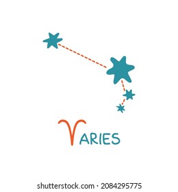 Zodiac sign Aries isolated on white background. Zodiac constellation. Design element for horoscope and astrological forecast. Vector illustration.