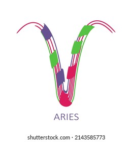 Zodiac sign Aries isolated on white background. Zodiac constellation. Design element for horoscope and astrological forecast. Vector illustration.