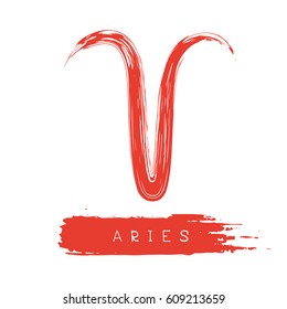 Zodiac sign Aries isolated on white background. Design element for flyers or greeting cards.
