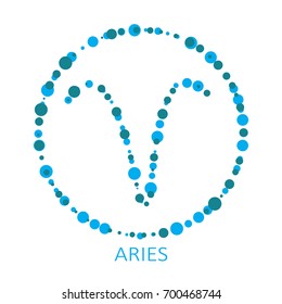 Zodiac sign Aries isolated on white background. Design element for flyers or banners.