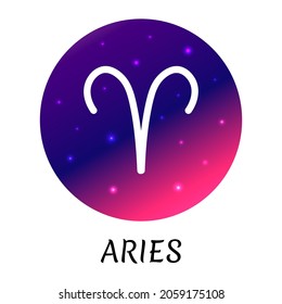 Zodiac sign Aries isolated. Vector icon. Zodiac symbol with starry gradient design. Astrological element. 
