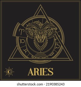 Zodiac Sign aries Line Art Astronomy Tarot