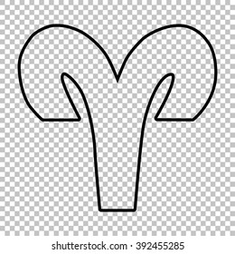 Zodiac sign Aries line vector icon on transparent background