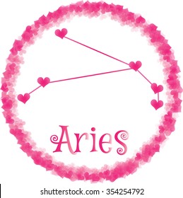 zodiac sign Aries, for lovers on Valentine's day, vector illustration