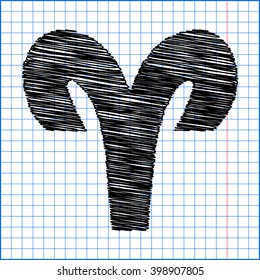 Zodiac sign Aries with pen effect on paper