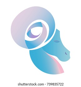 Zodiac sign Aries vector and white background with golden ratio design