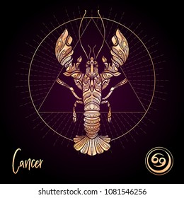 Zodiac sign. Astrological horoscope collection. Rose gold on black dackground. Vector illustration