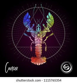 Zodiac sign. Astrological horoscope collection. Multicolor on black dackground. Vector illustration