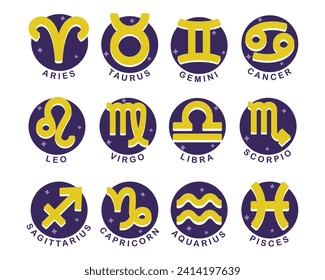 zodiac sign astrological horoscope icon set