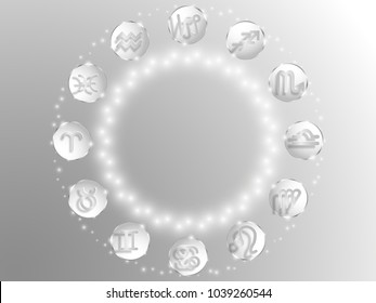 Zodiac sign . Astrological symbol. Zodiac circle on a white  background. Stars. Circle of Life.