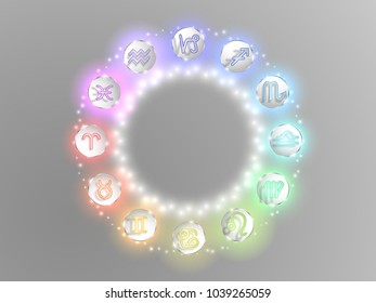 Zodiac sign . Astrological symbol. Zodiac circle on a white  background. Stars. Circle of Life.