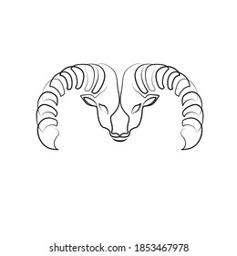 zodiac sign astrology symbol head aries black line vector 